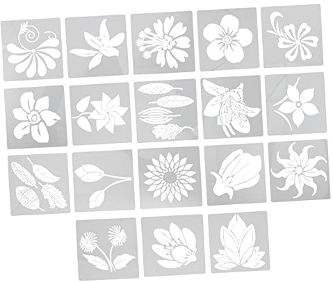 SEWACC 18stücke Teiliges Wiederverwendbares Blumen Hohl-kunst-farben-handwerk-diy-malvorlagen Für Erwachsene Und Junge Mädchen Bastelvorlagen Mit Blumenmustern