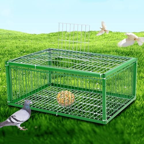 DEOPXF Vogeltaubenfalle mit ausbruchsicherem Design, Sperlings-, Wachtel- und Taubenfalle, verzinkter Hühnervogelfallenkäfig für den Außenbereich mit Oberlicht, einfache Montage(90x60x26cm)