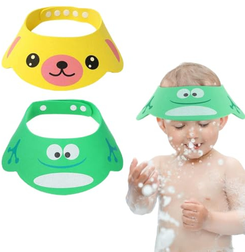 XBFOCNH 2pcs Duschhaube Kinder Baby Duschhaube,Baby Verstellbarer Shampoo Schutz, Shampoo Bade Bad SchüTzen Weiche Kappe Hut, Kappe Wasserdicht Cap für Kinder
