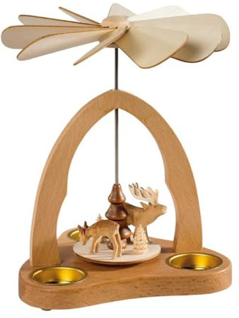 Rudolphs Schatzkiste Pyramide de table en bois, motif Père Noël et bonhomme de neige, multicolore, H x Ø 20 x 21 cm, décoration de table, jeu de chaleur