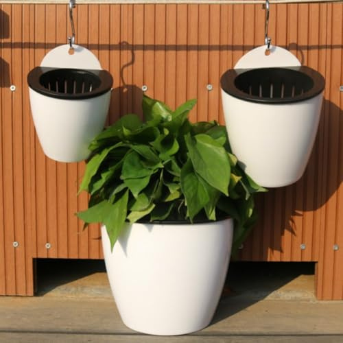 Pot de fleurs à suspendre à auto-arrosage pour intérieur et extérieur, design transparent pour un contrôle facile du niveau d'eau (130#blanc)