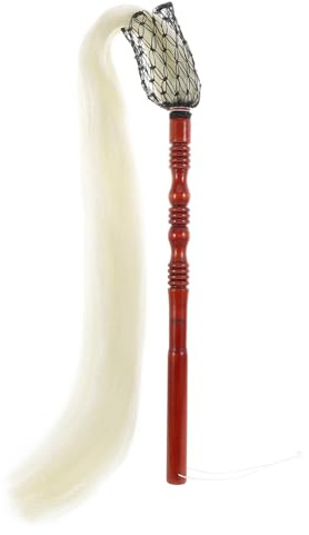 POPETPOP Plumero Tradicional de Madera y Seda de Lino para Práctica y Limpieza, Agarre Cómodo, Uso Versátil y Estética Cultural Hogar