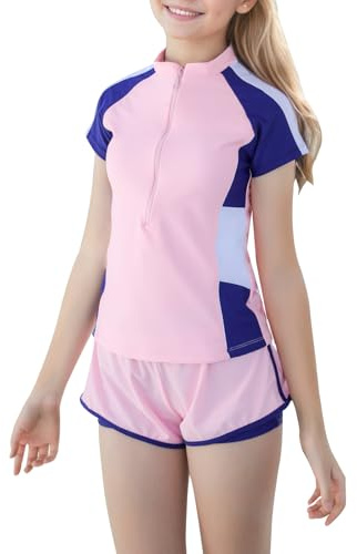 OPLERT Traje de Baño para Niñas, Trajes de Baño de 2 Piezas con Lycra, Shorts de Playa, Protección UV, Bañador de Secado Rápido