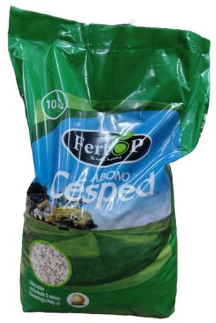 Abono para cesped NPK 20-7-5 con azufre 10kg - Fertop. Abono de liberacion controlado. Aporte de nutrientes. Crecimiento uniforme y prolongado.