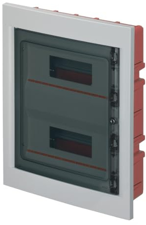 Quadro elettrico IP40, montaggio ad incasso, 24 moduli (2x12), 320x388x80mm, cornice grigia, Centralino con portello trasparente fume', scatola di distribuzione per installazioni elettriche