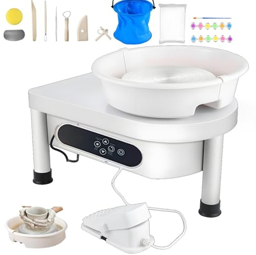 DowPie 350w Portable Electric Pottery Wheel,Foot Pedal Detachable Basin,Electric Pottery Wheel for Adults,for Ceramics Clay Art Craft DualControl