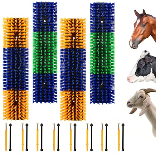 DiDiBirDi Vieh Kratzbürste 4 Pcs Massagebürsten-Set Tier-Rückenkratzbürste | Kratzbürste Für Nutztiere Halbrunde Kratzbürste für Rinder Schafe Pferde 16 Schrauben
