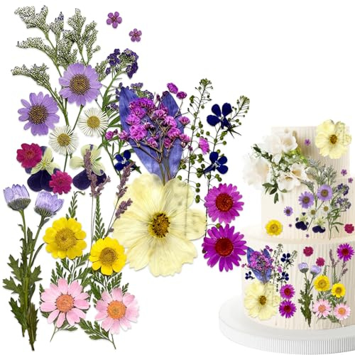 36PCS Wildflower Cake Toppers,Purple Wildflower Decor Baby In Bloom Wedding Birthday Baptism Party Topper Flower Arrangements