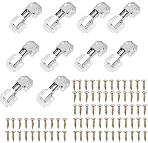 10 Stück Scharniere Schranktür mit Scharnierschrauben,Hettich scharnier softclose,Scharniere für schranktüren,Schrankscharnier für Holztüren, 90Grad Aufschraubscharnier Geeignet, Kuechenschrank
