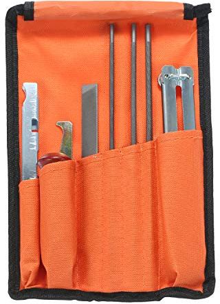 Sharpener File Kit Chain Parts with Wood Handle Depth Gauge Tool Pouch 5 32 3 16 7 Inch Files for Sharpening Filing All Chainsaws Blades Quick Accurate Portable