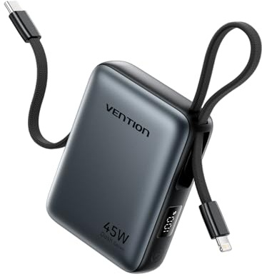 VENTION 45W 10000mAh Mini Laptop Power Bank Schnellladung | Tragbarer Akku mit LED-Digitalanzeige, USB-C Power Bank für iPad, MacBook, iPhone 17, 16, 15, Galaxy S24, S23 usw