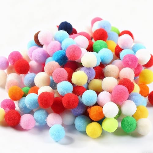 EHIOG Pompons zum Basteln, 10mm, 500 Stück, Bunt, Filz, DIY, Dekorieren, Nähen, Kinder, Erwachsene