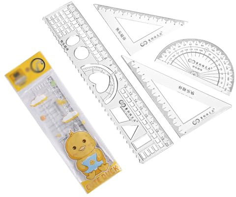 ZUWIJEQ Geometrie Set Mit 20 Cm Lineal, 10 Cm 60° Quadrat, 10 Cm 45° Quadrat, 180° Winkelmesser Für Die Schule,Geodreieck,45 Grad Winkel, Lineal Set,Winkelmesser-Zeichnungsset,Mit Aufbewahrungsbeutel