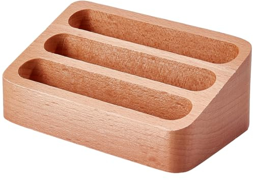 GORGECRAFT Visitenkartenhalter Aus Holz 3 Lagig Naturholz Schreibtischständer Mit Mehreren Visitenkarten Prospektständer Organizer Aufbewahrungsbox Präsentationsständer Für Tisch Ausstellung Homeoffic
