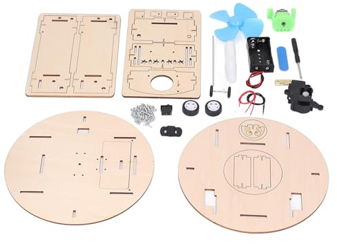 FTVOGUE Robot de Madera de Juguete Aspirador, Robot Barredor de Haya para Niños, Kit de Montaje con Evitación de Obstáculos, Modelo de Ventilador de 2 Motores, Rompecabezas de Construcción para