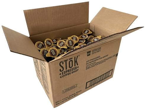 SToK Espresso Coffee Shots, Black, Unsweetened, Dark Roast Coffee, Ready to Drink, Use for Lattes, Americanos, 13 ML Pods, 264 Count