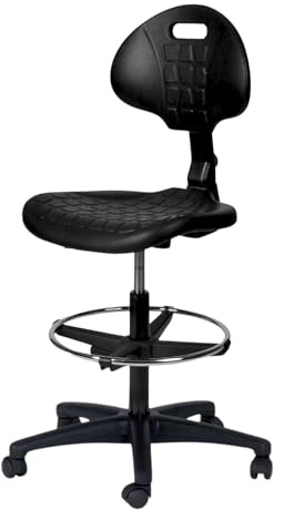 Topsit Büro & More Drehbarer Arbeitsstuhl mit Sitz und Rückenlehne aus Polyurethan, robustem Kunststofffuß und Fußring IND102