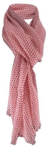 TigerTie Chiffon écharpe en rouge gris à pois - écharpetaille 180 x 50 cm