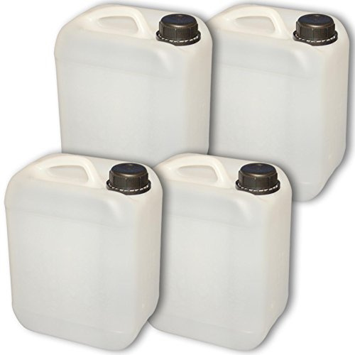 plasteo® Set: 4 x 5 Liter Leerkanister Neu mit Sicherheitsverschluss (DIN 45) | Lebensmittelecht | Tragbar Stapelbar und Stabil | Indoor und Outdoor | BPA Frei | Made in DE