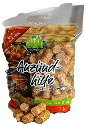 PREMIUM Anzündhilfe Anzündwolle aus Holzwolle und Wachs 1 kg ca. 80 Stück