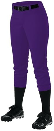 Alleson Athletic Girls Belt Loop Fastpitch Pant, Purple, Medium