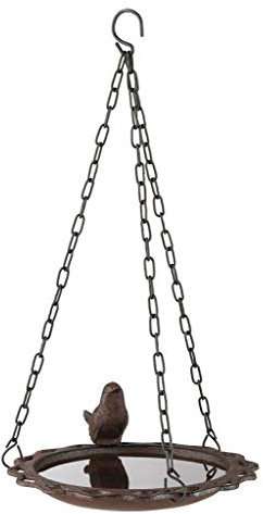 Bambelaa! Vogeltränke Gusseisen Garten Vogelbecken Vogel Wasser Vogelbad Futter Schale Wasserstelle Tränke hängend 1 Stück zum Hängen