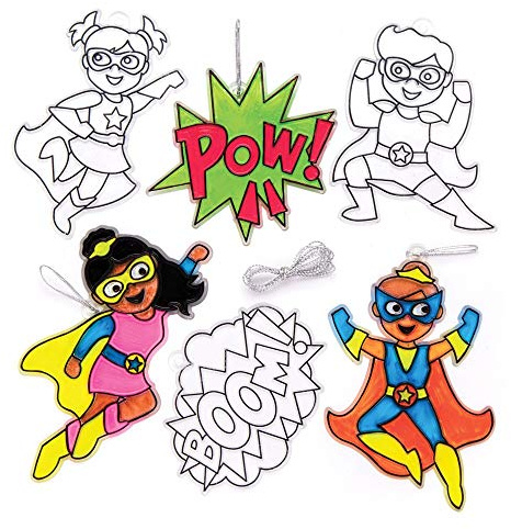 Baker Ross AW551 Star Hero Suncatchers (Pack of 8), Perfect for Children to Decorate and Sticker, Ideal for Home, School Work, Craft Group Projects and More, Assorted, a_NA