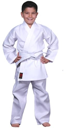 Chikara Traje de Karate para Niños y Niñas, Blanco, Algodón, Artes Marciales, 100 cm