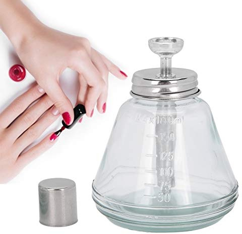 Pump Bottle Dispenser, 180ml Aluminum Core Press Nail Polish Remover Dispenser Nail Polish Remover Pump Dispenser Liquid Pump Dispenser 3. 7x3. 1in for Hold Various Liquids