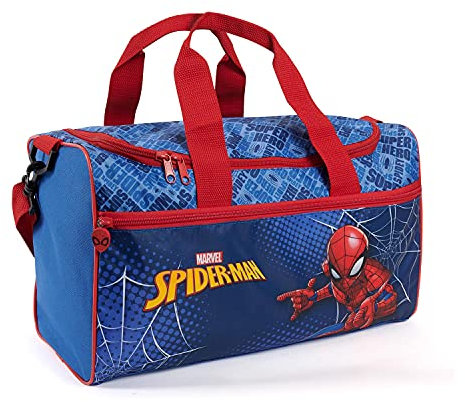 Borsa Sport Bambino Spiderman Blu e Rosso - Borsone Palestra per Uomo Ragno con Tracolla e Tasca Frontale - Sacca Sportiva Bimbo Marvel Spider Man Tempo Libero e Viaggi - 35x22.5x15 – Perletti