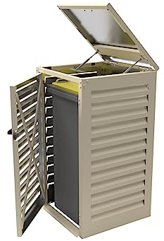 Mülltonnenbox für den Außenbereich, einfach modular, aus Aluminium, für Garten und Terrasse, Maße (H x B x T): 1025 x 665 x 625 mm.