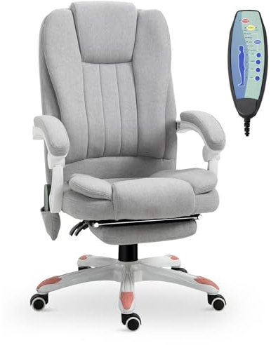 Vinsetto Massage Bürostuhl, Masage Sessel, Gaming Stuhl, Polyester, Schaumstoff, Nylon, Grau, 66 x 63 x 107-115 cm