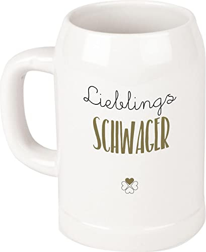 Shirtinstyle Bierkrug, Lieblingsmensch Lieblings Schwager, Krug Glas Keramik, Logo, Spruch, Motiv,Farbe Weiß