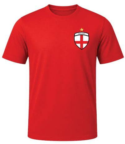 Varsany Maglietta da uomo della squadra di calcio Inghilterra 2022 - Maglietta con bandiera nazionale - ideale per tifosi di cricket, calcio, rugby e calcio, Rosso, S