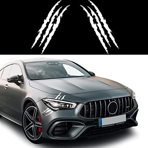 VICDUEKG Monster Klaue Aufkleber, 2 Stück Augenbrauen Scheinwerfer Aufkleber Auto Wasserfeste Vinyl Decals Autoaufkleber Dekoration Monster Klaue AutoAufkleber Aesthetic Sticker (Weiß)