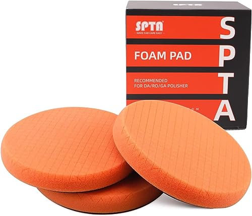 SPTA Orange Light Cut Pad, 3 Stück 5-Zoll-Polierpads für 125-mm-Trägerplatte Compound-Polierschwamm für Auto-Puffer-Polierer Compoundieren, Polieren und Wachsen