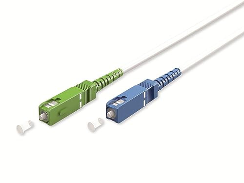 goobay 59622 - Cable de fibra óptica (FTTH), monomodo (OS2) Simplex/SC APC (8°) macho a SC-UPC (8°) macho/cable óptico / 10 metros