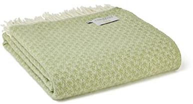Tweedmill Lifestyle Isobel Throw - Fern Green- 150cm x 183cm - 100% New Pure Wool Made in UK