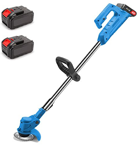 String Trimmer Electric Cordless Grass Trimmer Handheld Garden Lawn Mower, 3 x 48V Battery Bdjustable Length Edger for Lawn Trimming, Gardening, 3 Battery and Charger Included