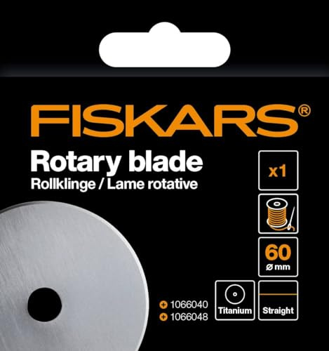 Fiskars Ersatzklinge, Titan-Rollklinge für gerade Schnitte | Inkl. Klingenablage, Ø 60 mm, Stahl mit Titan-Beschichtung, 1066044