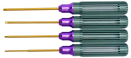 PYFORE 4-teiliges Sechskantschraubendreher-Set, 1,5 mm, 2,0 mm, 2,5 mm, 3,0 mm, Sechskant-Schraubendreher-Set, Titan-Sechskant-Schraubendreher, RC-Werkzeug-Set für FPV-Renndrohne, Quadcopter,