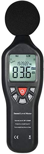 Instrument de test de mesure Niveau sonore LCD 30-130Db Décibelmètre Enregistreur Testeur Affichage de l'heure du bruit Configuration d'arrêt automatique avec fonction d'enregistrement de données