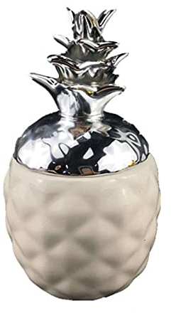 Bol à soupe, bol à riz, bol à déjeuner, bocal à bonbons en forme d'ananas doré/argenté, sucrier en céramique blanc/noir décoratif avec couvercle, boîte d'assaisonnement colorée-noir et or-A ( Color :