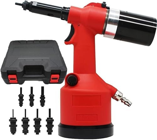 HACSYP Air rivet gun, Pneumatic Rivet Tool, Automatic Hydraulic Riveter Blinding Riveting Nuts, Industrial Power Screw Guns, for Metal Plate Pipe (Color : Red, Size : M3 M4 M5 M6 M8 M10 M12)