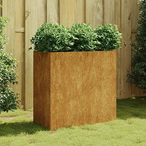 ZEYUAN Jardinière 80x40x80 cm Acier corten,Jardiniere sur Pieds,Bac avec Treillis,Jardiniere Terrasse