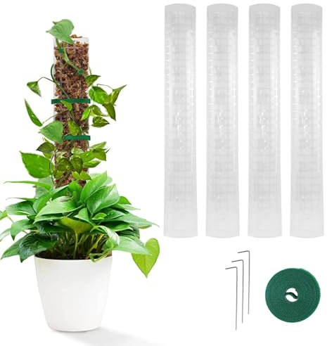 Tefola Aide à l'escalade Monstera, 4 pièces 24 Pouces Poteaux de Mousse en Plastique Treillis Monstera pour Plantes grimpantes de Jardin Monstera Philodendron Creepers (4pcs)