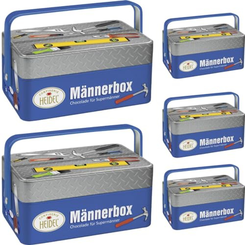 Heidel Männerbox Chocopralinen mit Milchcremefüllung für Supermänner Schokolade 86 Gramm X 5 STÜCK