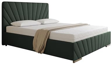 RAY Polsterbett 160 x 200 cm Doppelbett mit Stauraum aus Kiefernholz, Schlafzimmer, Bequem, Modern, Stilvoll-grün ohne matratze