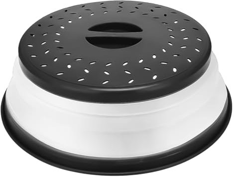 Hsthe Sea Schwarze Mikrowellen-Abdeckhaube, Spritzschutz für Mikrowellen-Lebensmittel, komprimierbarer Mikrowellen-Deckel mit Dampfabzug und Griff