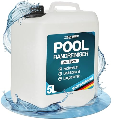 FLOTEX - Hocheffektiver Pool Randreiniger alkalisch 4x5L | Poolrandreiniger für Folienpools | Effektiver Pool Folienreiniger | Beckenrandreiniger Pool für Fliesen, Keramik und Folie